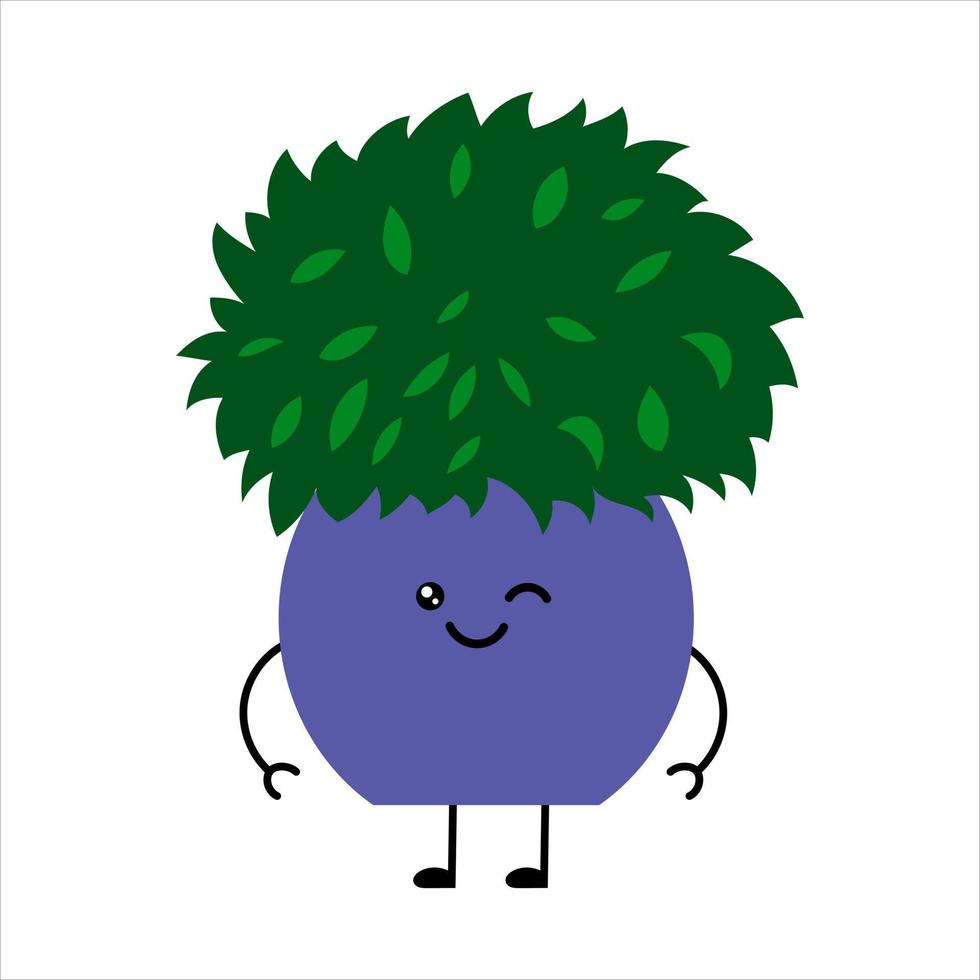 planta kawaii bonito dos desenhos animados em uma panela vetor