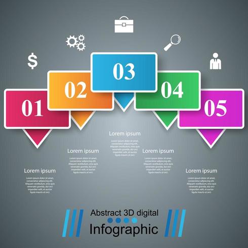 Ilustração 3D digital abstrata Infographic. vetor