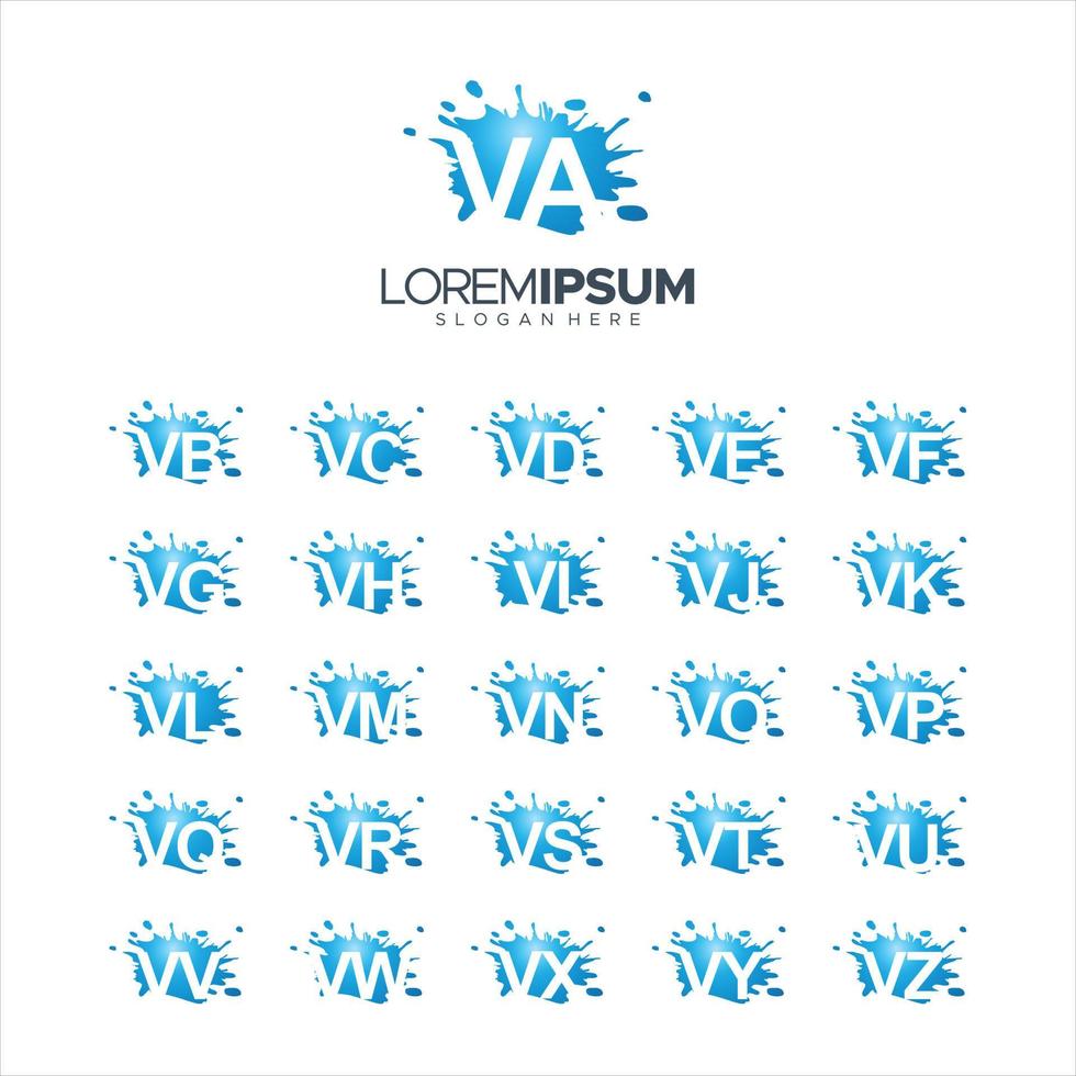 splash brush vector letter va - vz logo vector illustration 10 eps