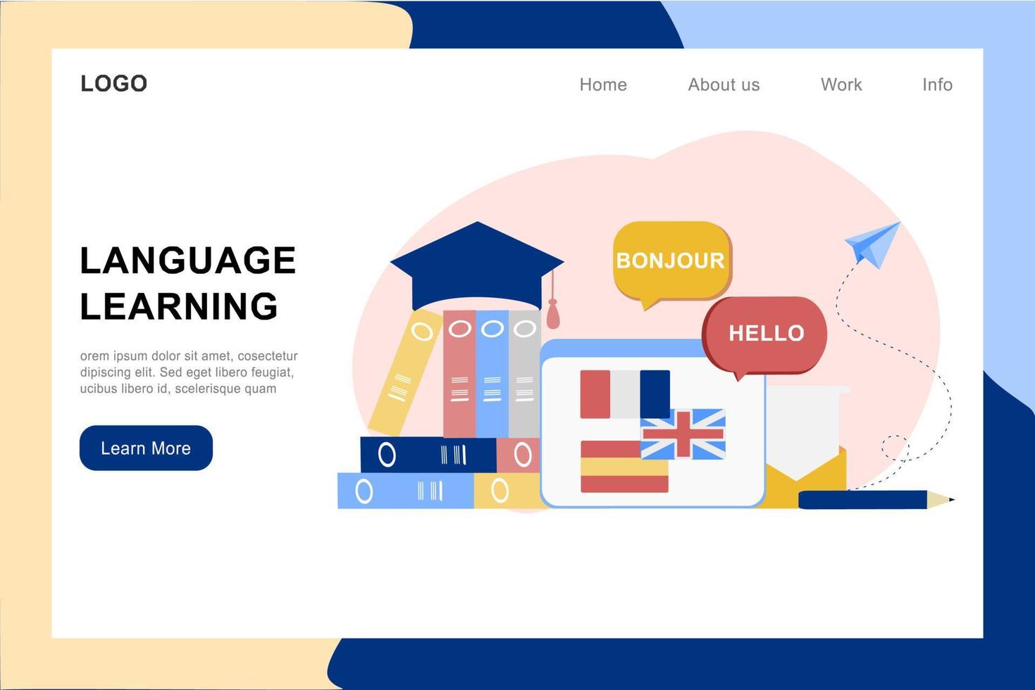 Designs para anúncios de aula e cursos de idiomas