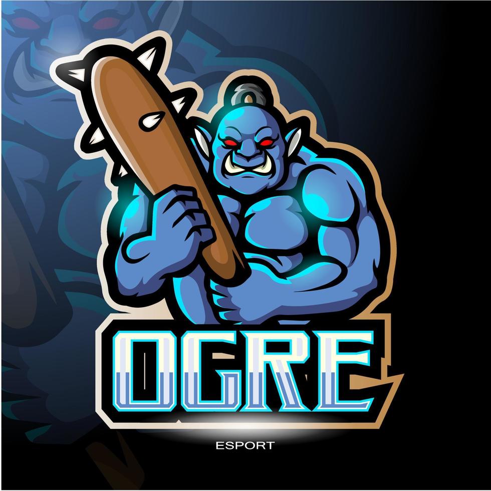 design de logotipo de esport de mascote ogro vetor