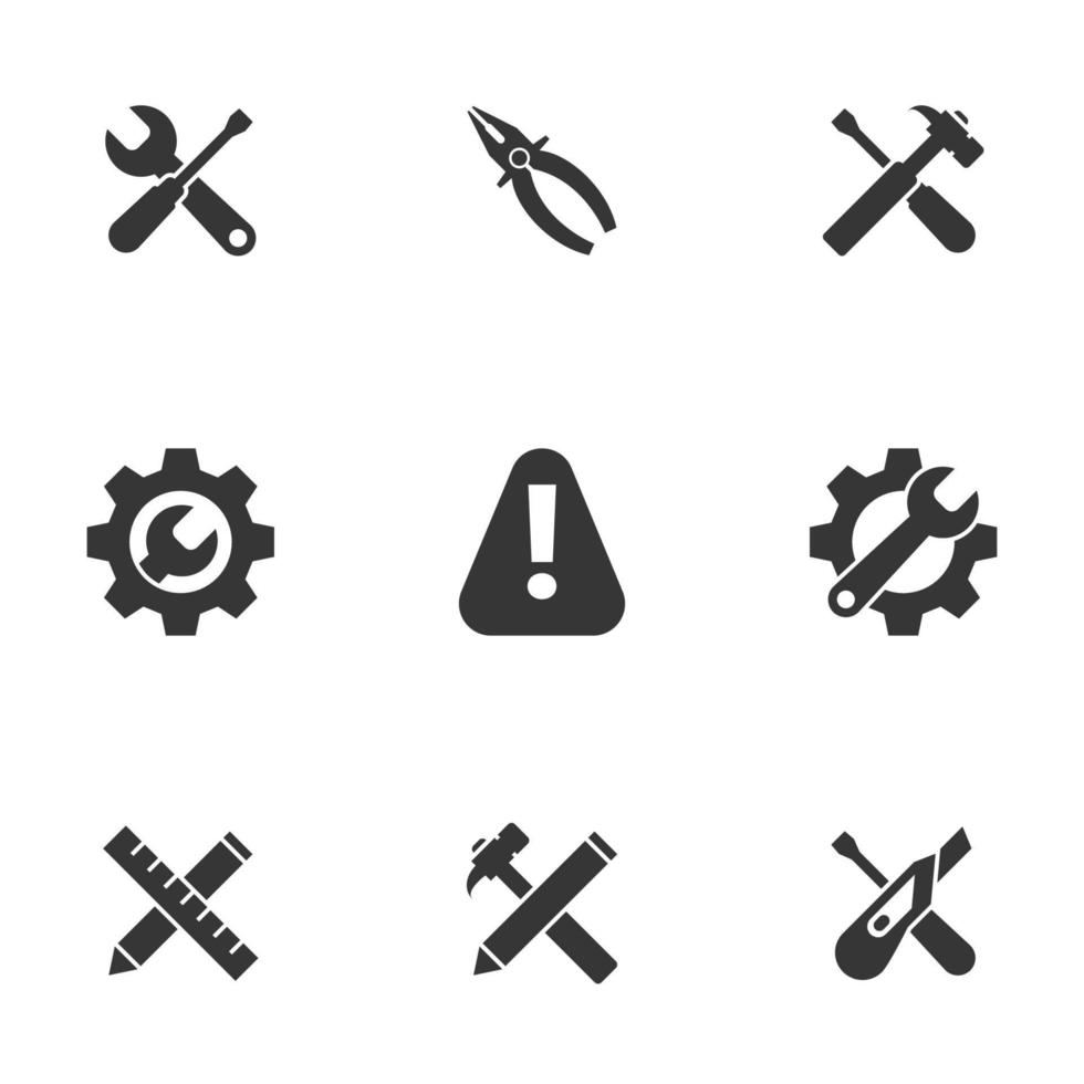 ícones para ferramentas de tema. fundo branco vetor
