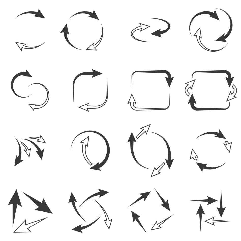 ícones de setas de círculo no fundo branco vetor
