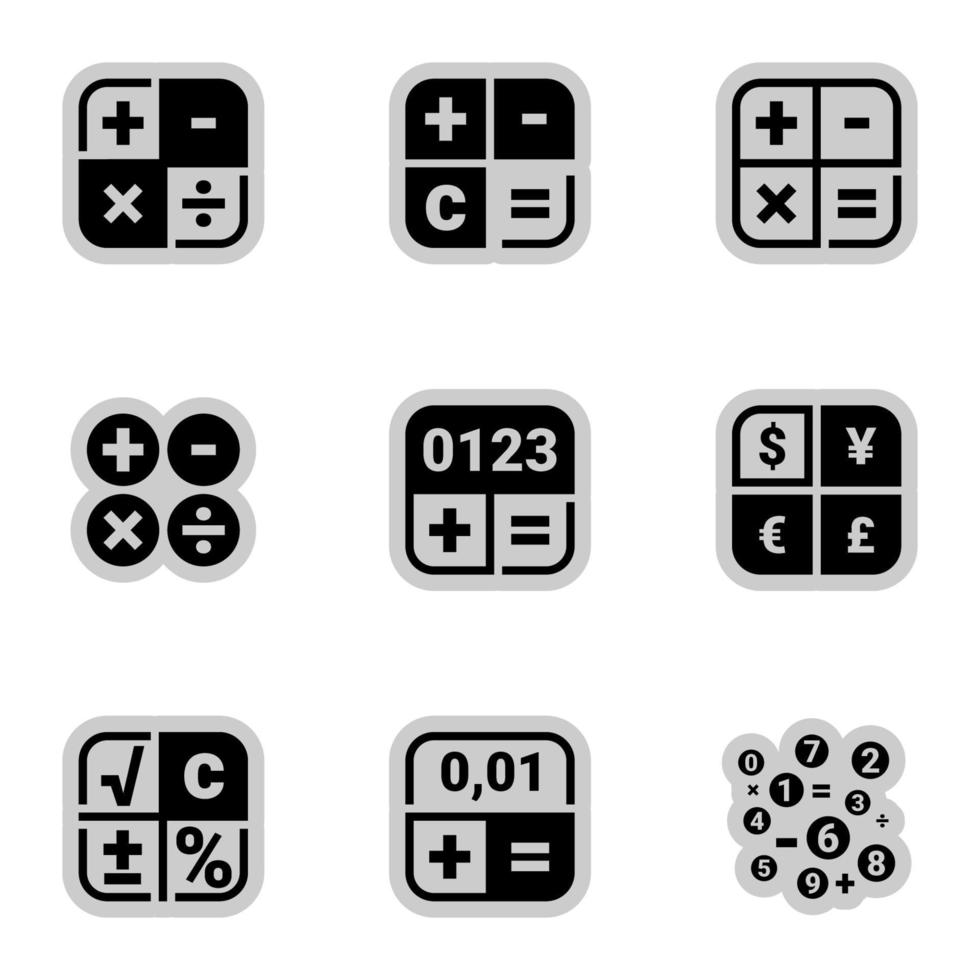 ícones para calculadora de tema, contagem, matemática, vetor, ícone, conjunto. fundo branco vetor