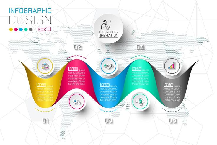 Opções de etapa de negócios e infográficos abstratos número modelo de opções. vetor