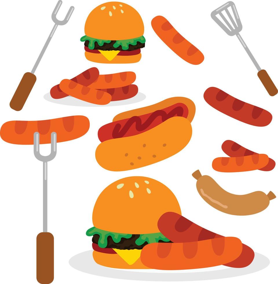 clipart de vetor de festa de churrasco divertido de atividade de verão