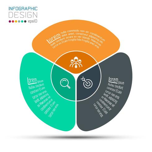 Rótulos de círculo de negócios dão forma à barra de grupos infográfico. vetor