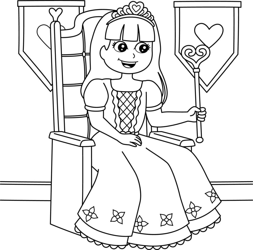 princesa para colorir para crianças vetor