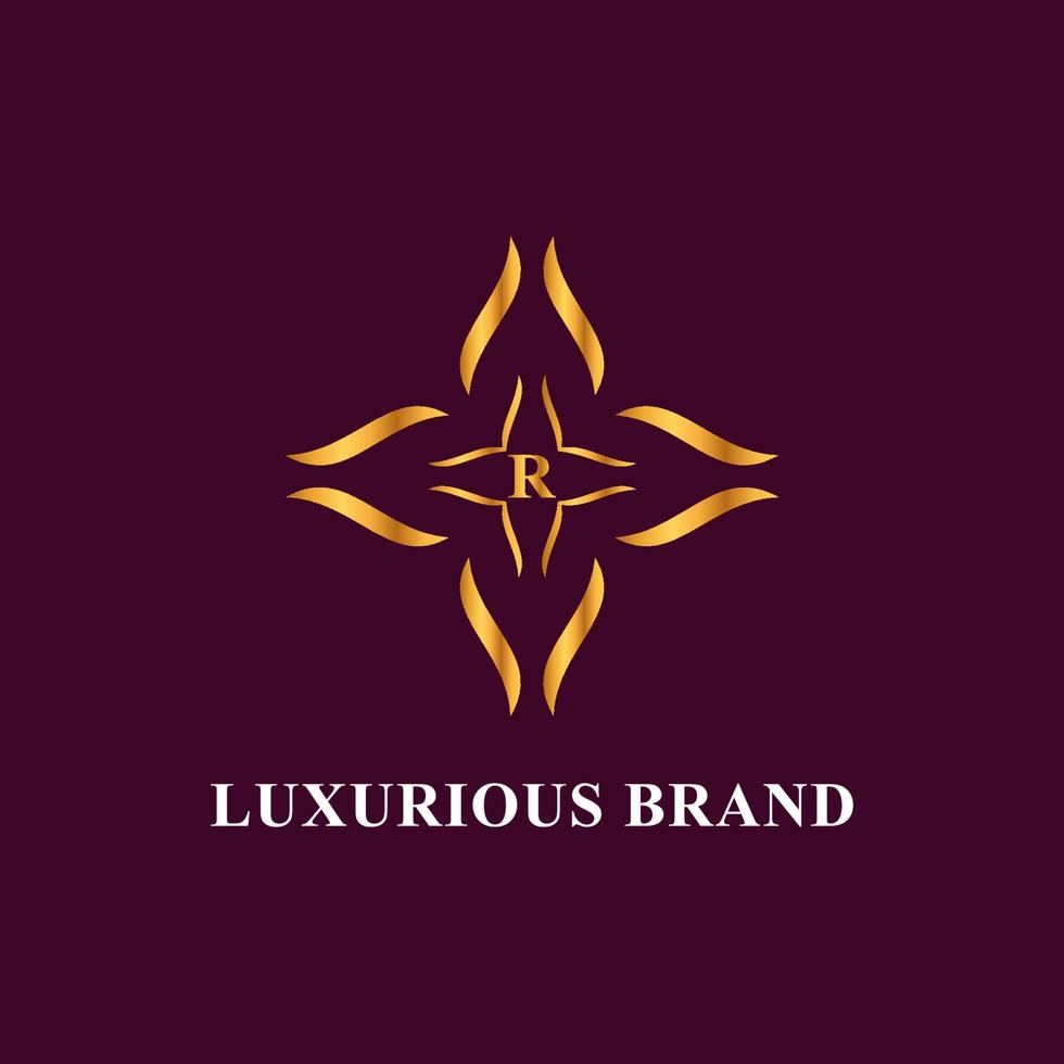 logotipo da marca luxuosa na cor ouro gradiente vetor