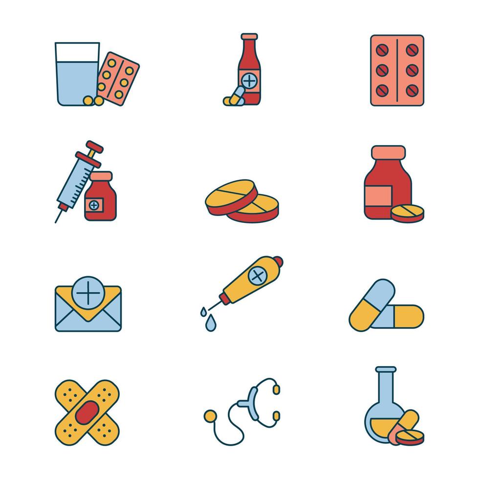 conjunto de ícones de farmácia vetor