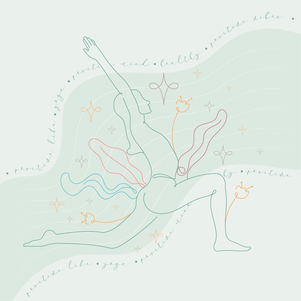 contorno de garota abstrata isolada em um vetor de posição de ioga pacífica