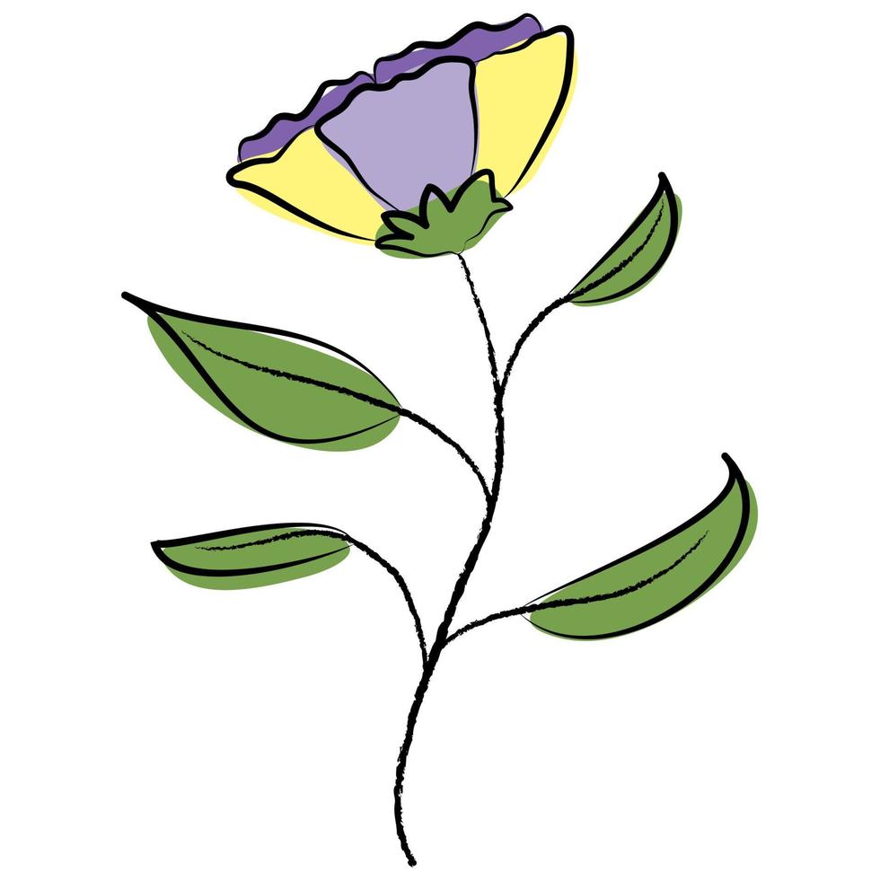 flor de pincel de desenho de mão. vetor