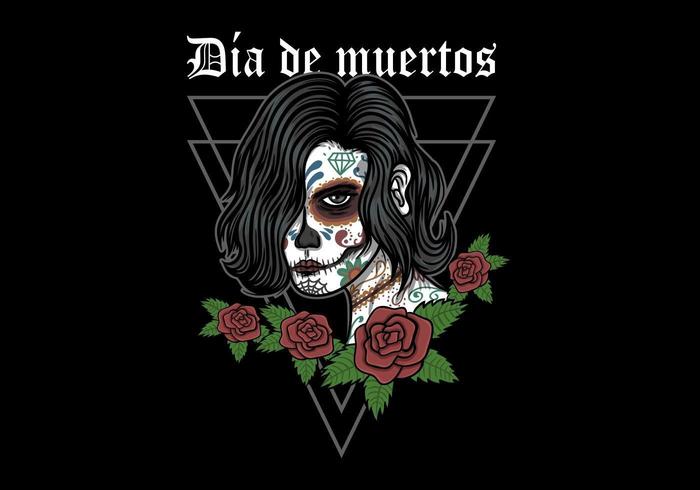 ilustração de mulher de dia de muertos vetor