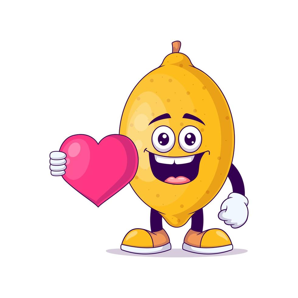 com amor vetor de personagem de mascote de desenho animado de limão