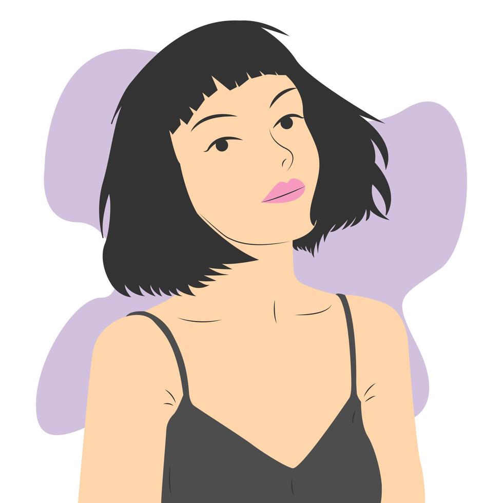 personagem feminina fofa em estilo cartoon plana. ilustração vetorial vetor