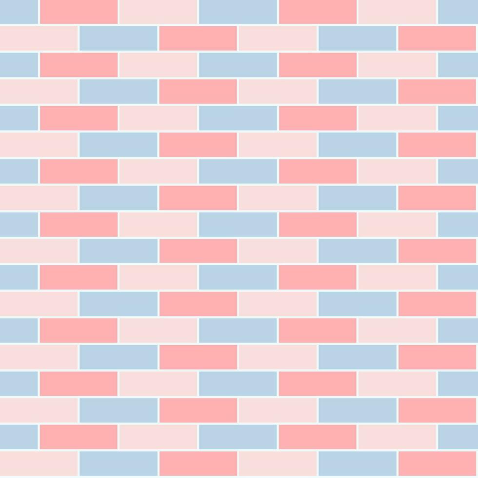 parede de tijolo rosa e azul claro de fundo sem costura adequada para anexar papel de parede, estojo, parede da sala, padrão de tecido, padrão de vidro vetor