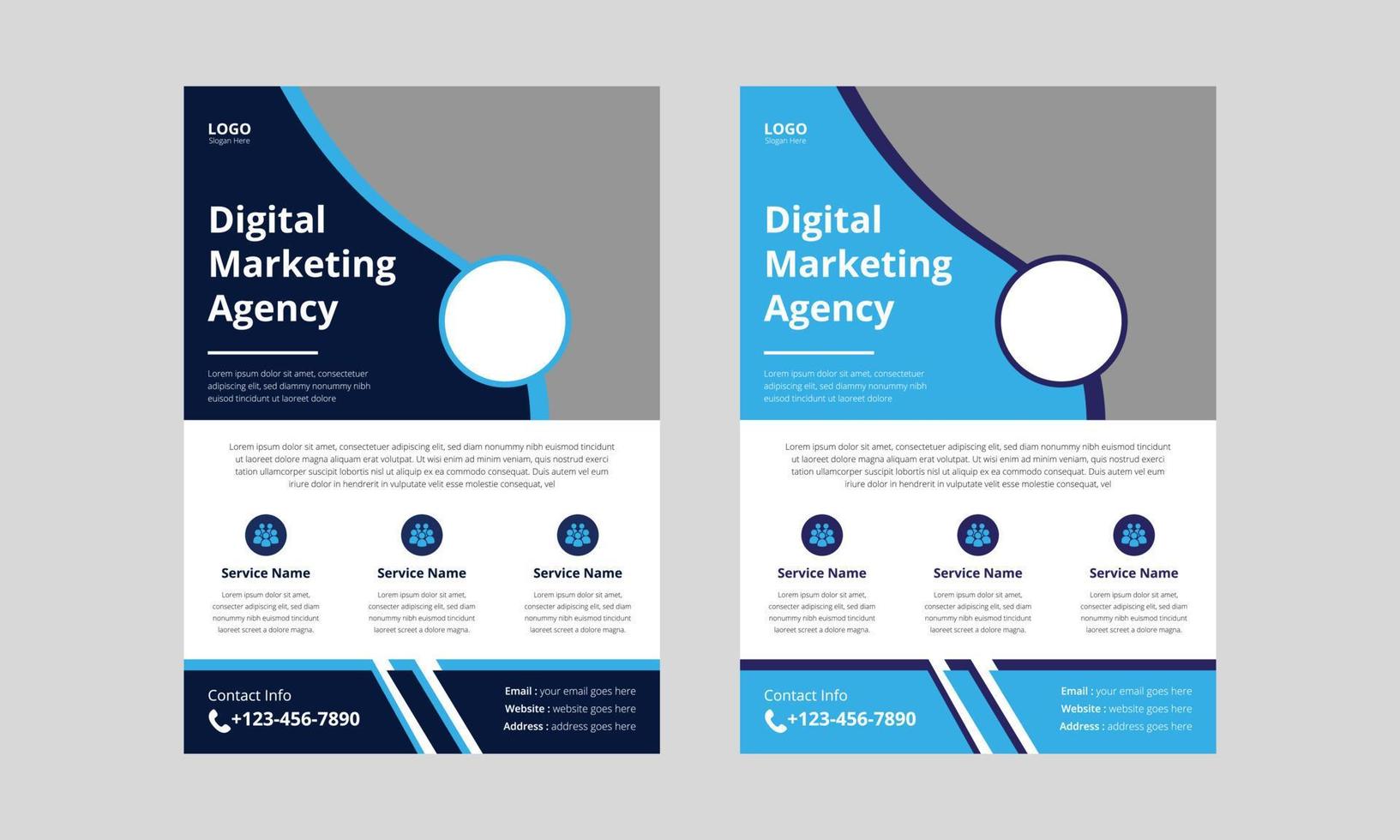 modelo de folheto de agência de marketing digital. design de folheto de panfleto de negócios corporativos. tamanho a4, capa, pôster, design de folheto vetor