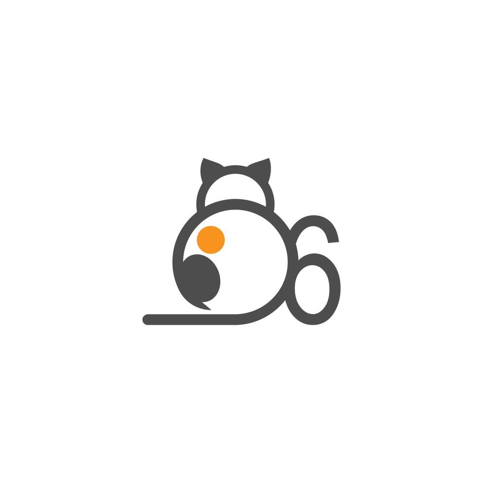 logotipo de ícone de gato com vetor de design de modelo número 6