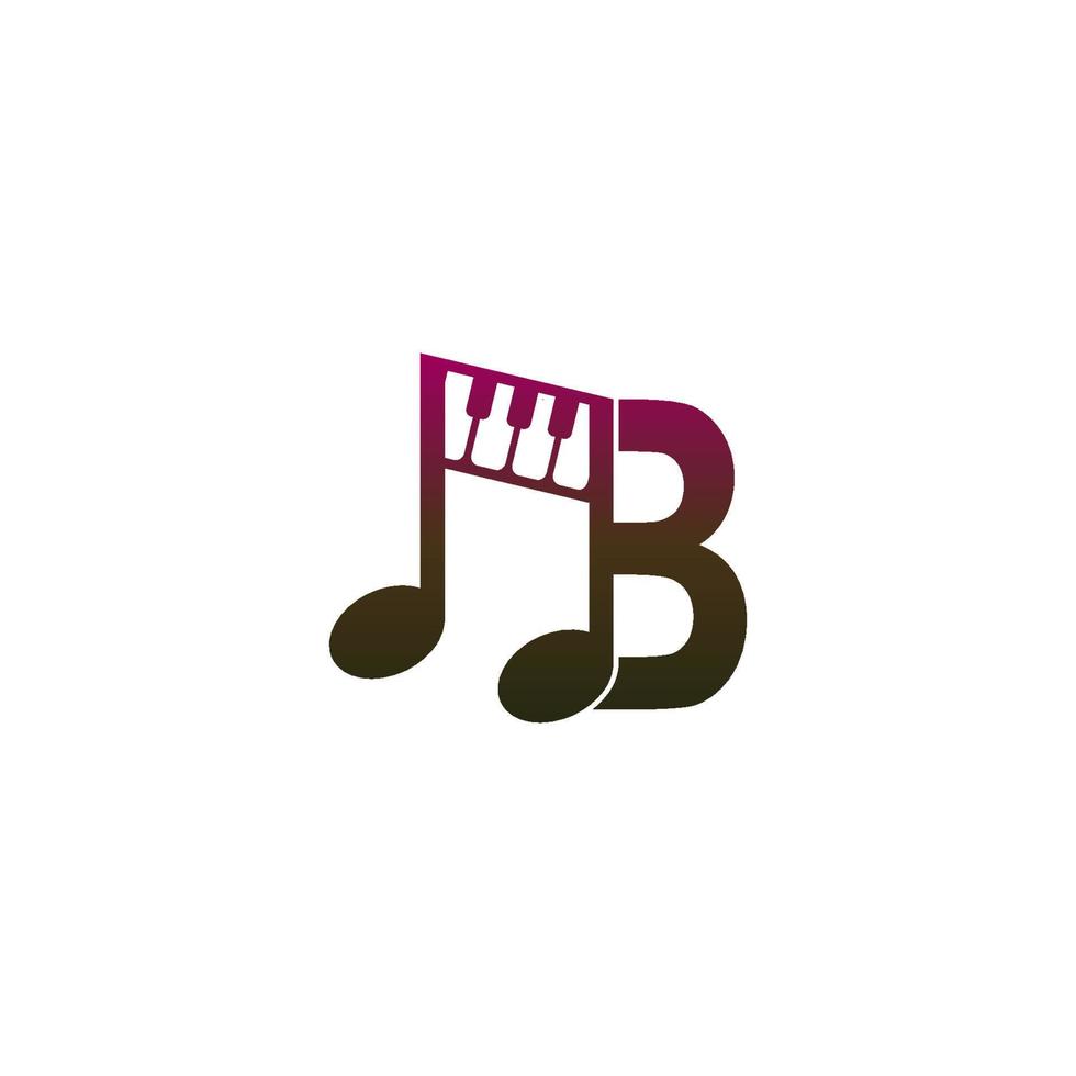 ícone do logotipo da letra b com modelo de símbolo de design de nota musical vetor