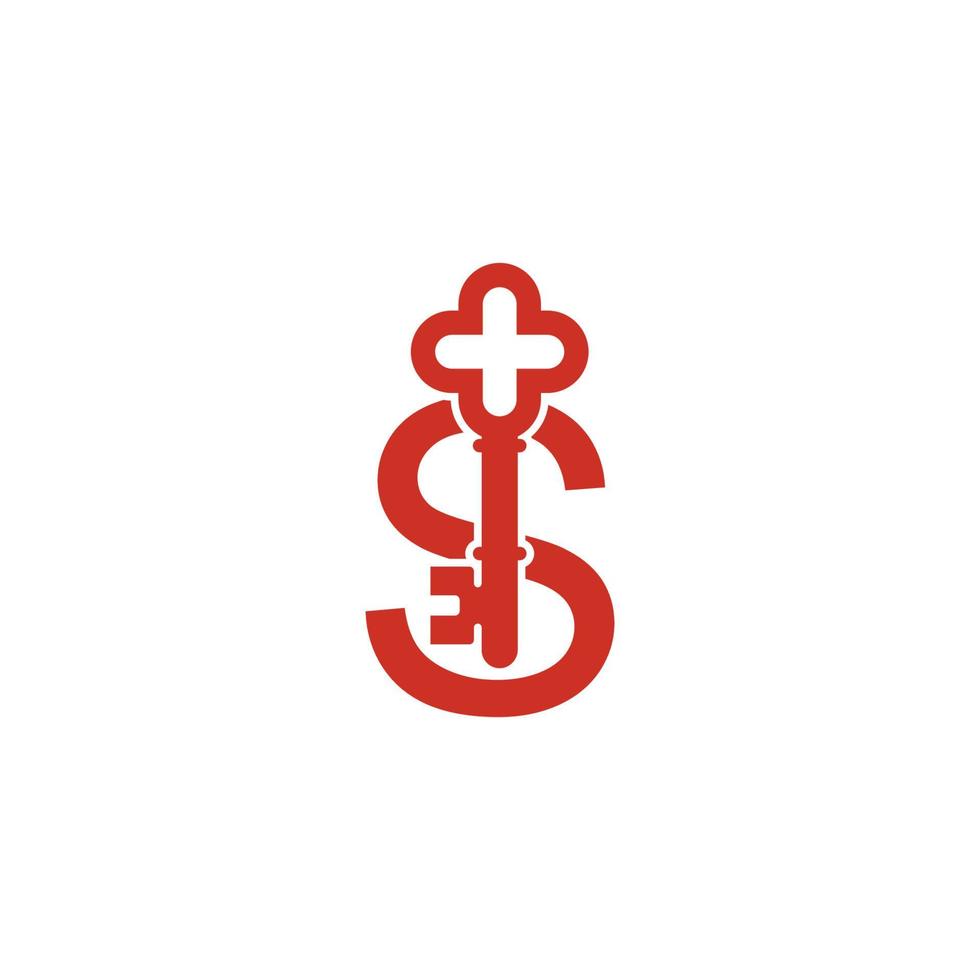 ícone do logotipo da letra s com modelo de símbolo de design de ícone de chave vetor