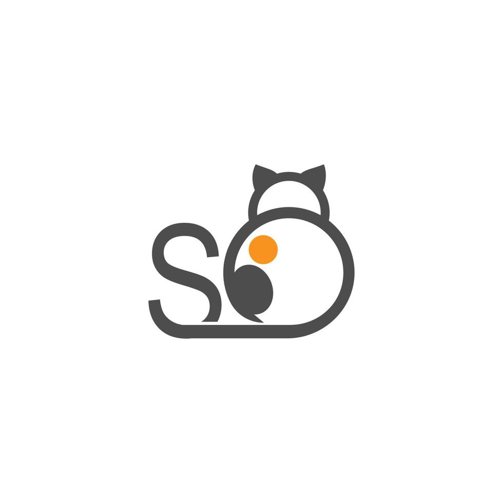 logotipo de ícone de gato com vetor de design de modelo de letra s