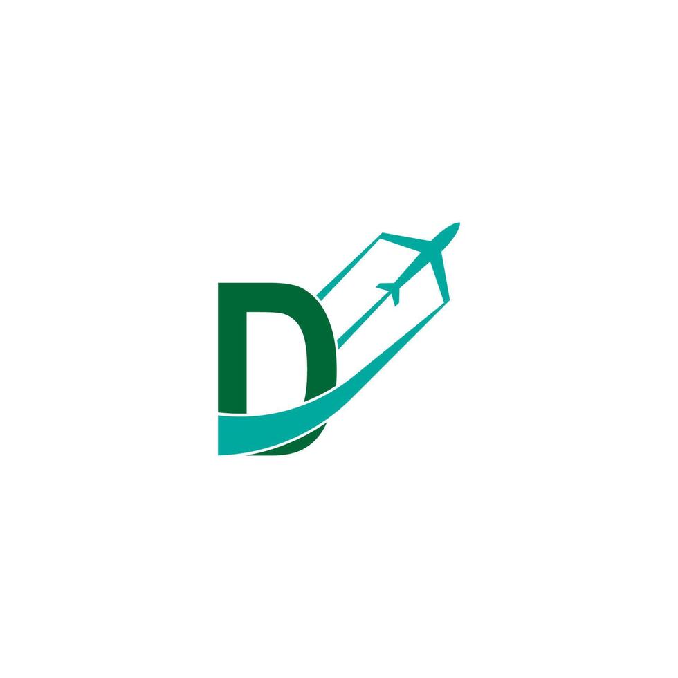 letra d com vetor de design de ícone de logotipo de avião
