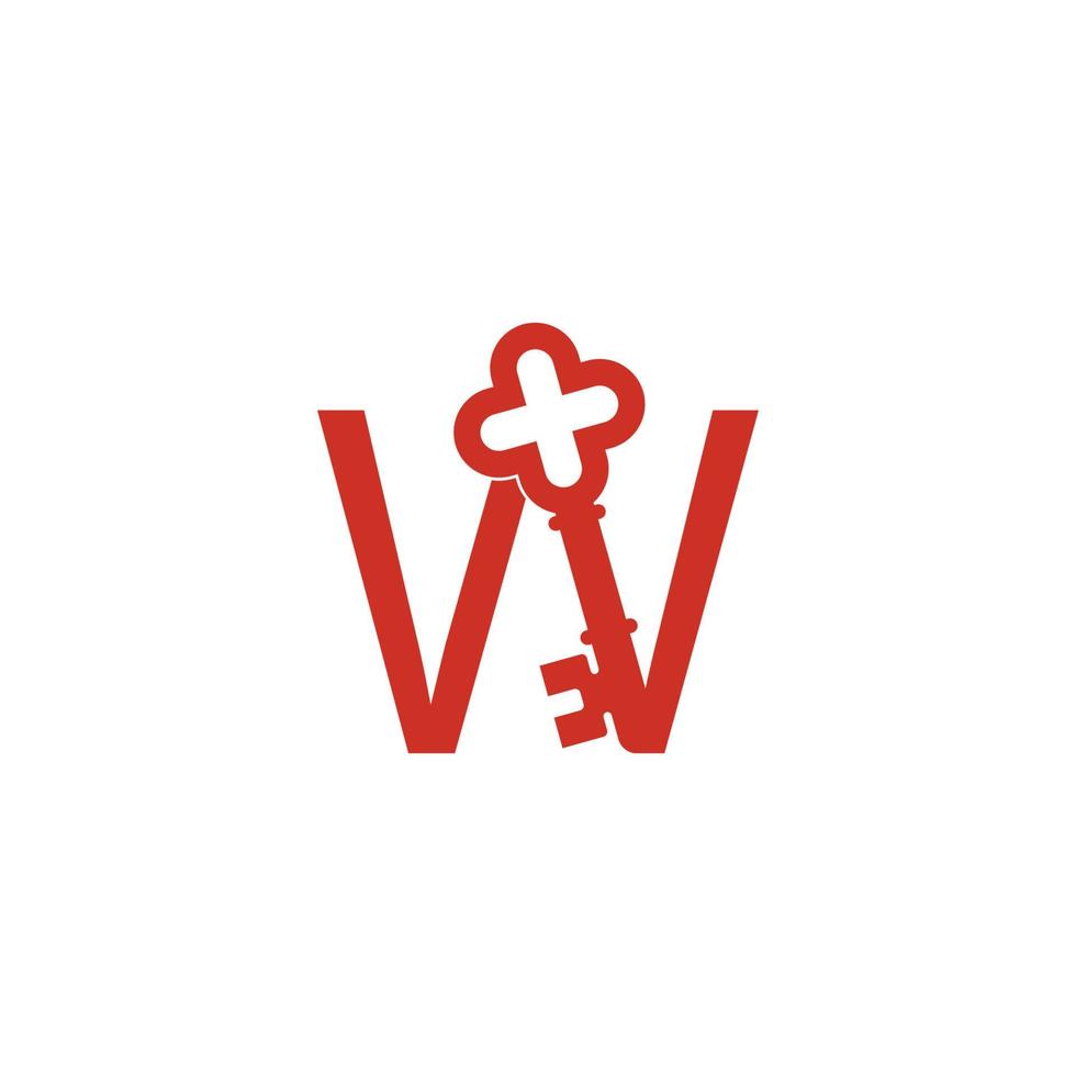 ícone do logotipo da letra w com modelo de símbolo de design de ícone de chave vetor