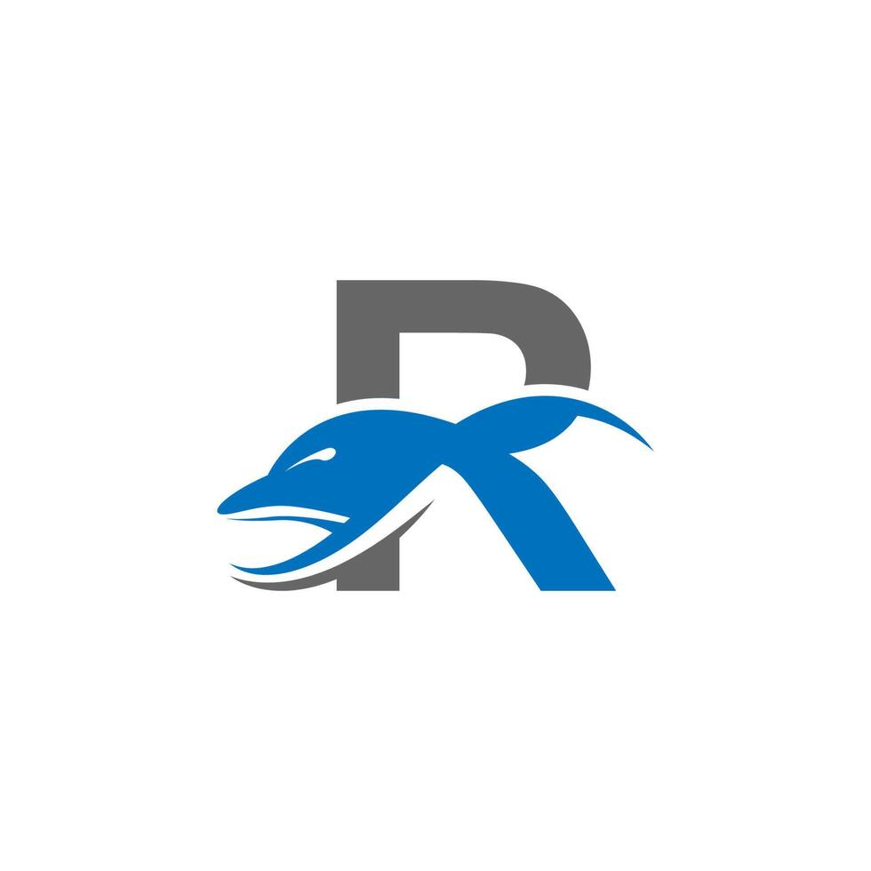 golfinho com modelo de vetor de conceito de design de ícone de logotipo letra r