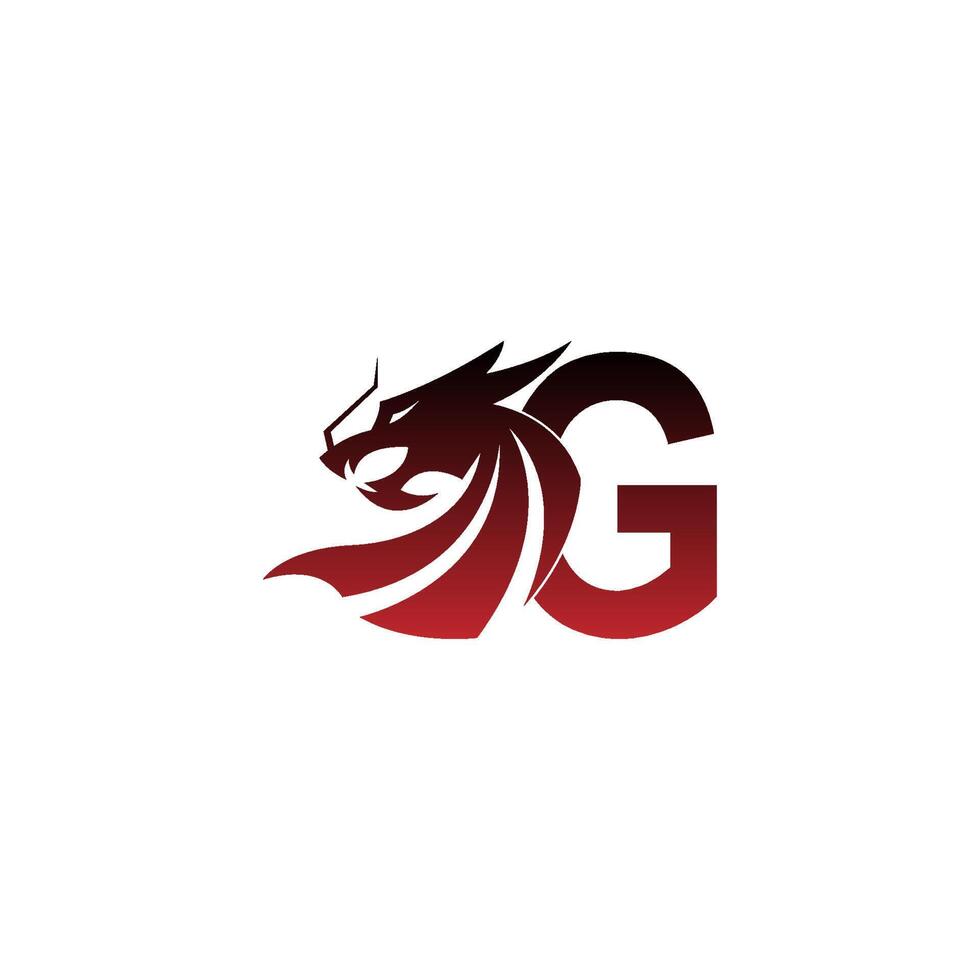 ícone do logotipo da letra g com vetor de design de dragão