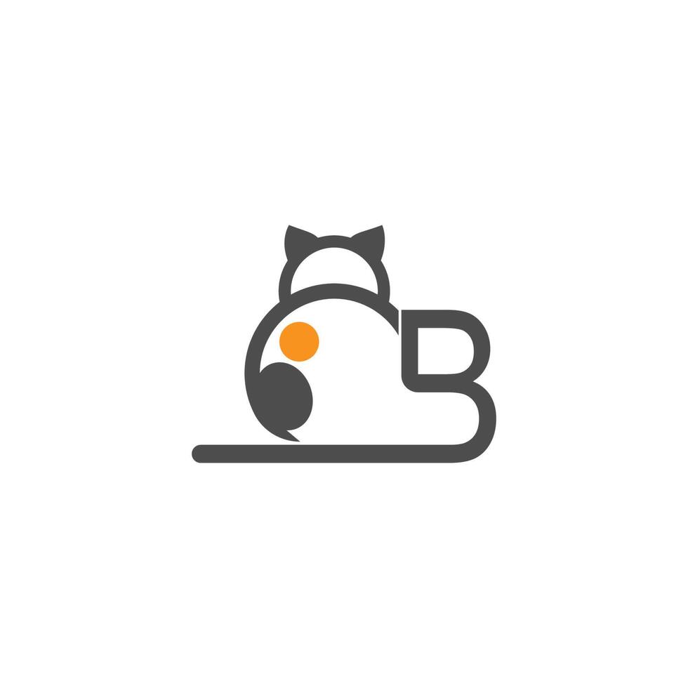 logotipo de ícone de gato com vetor de design de modelo de letra b