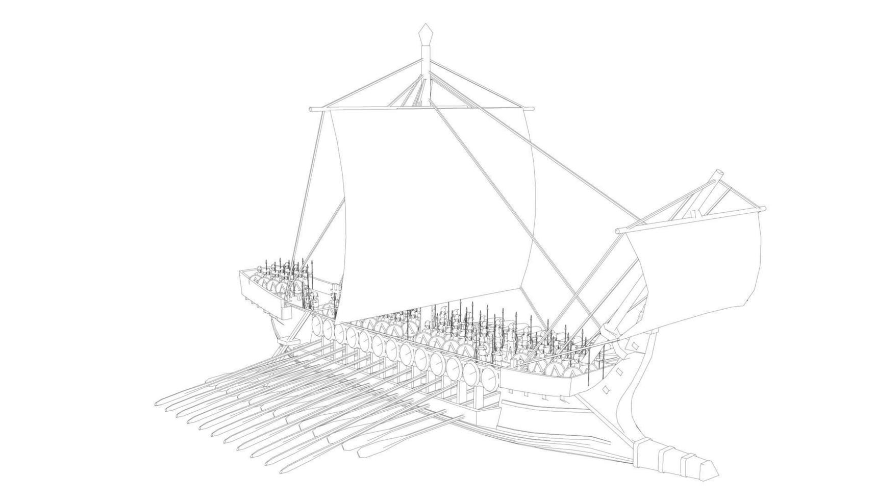 veleiro clássico estilo lineart vetor