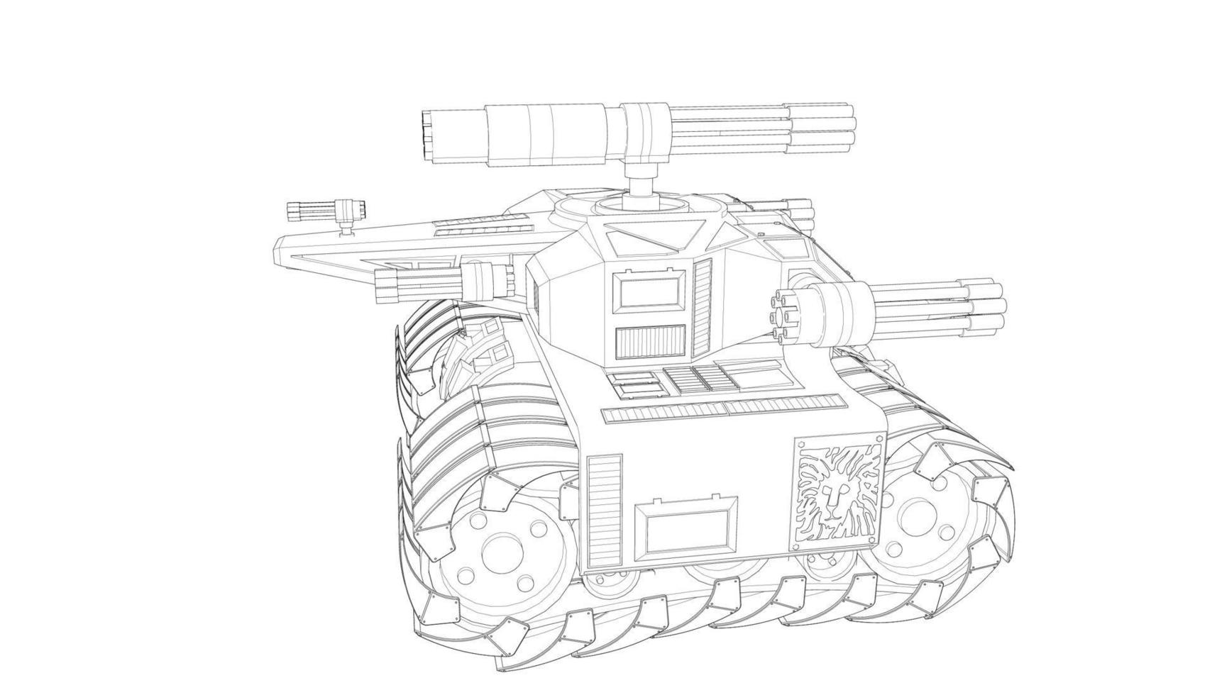 arte de linha de tanques militares vetor