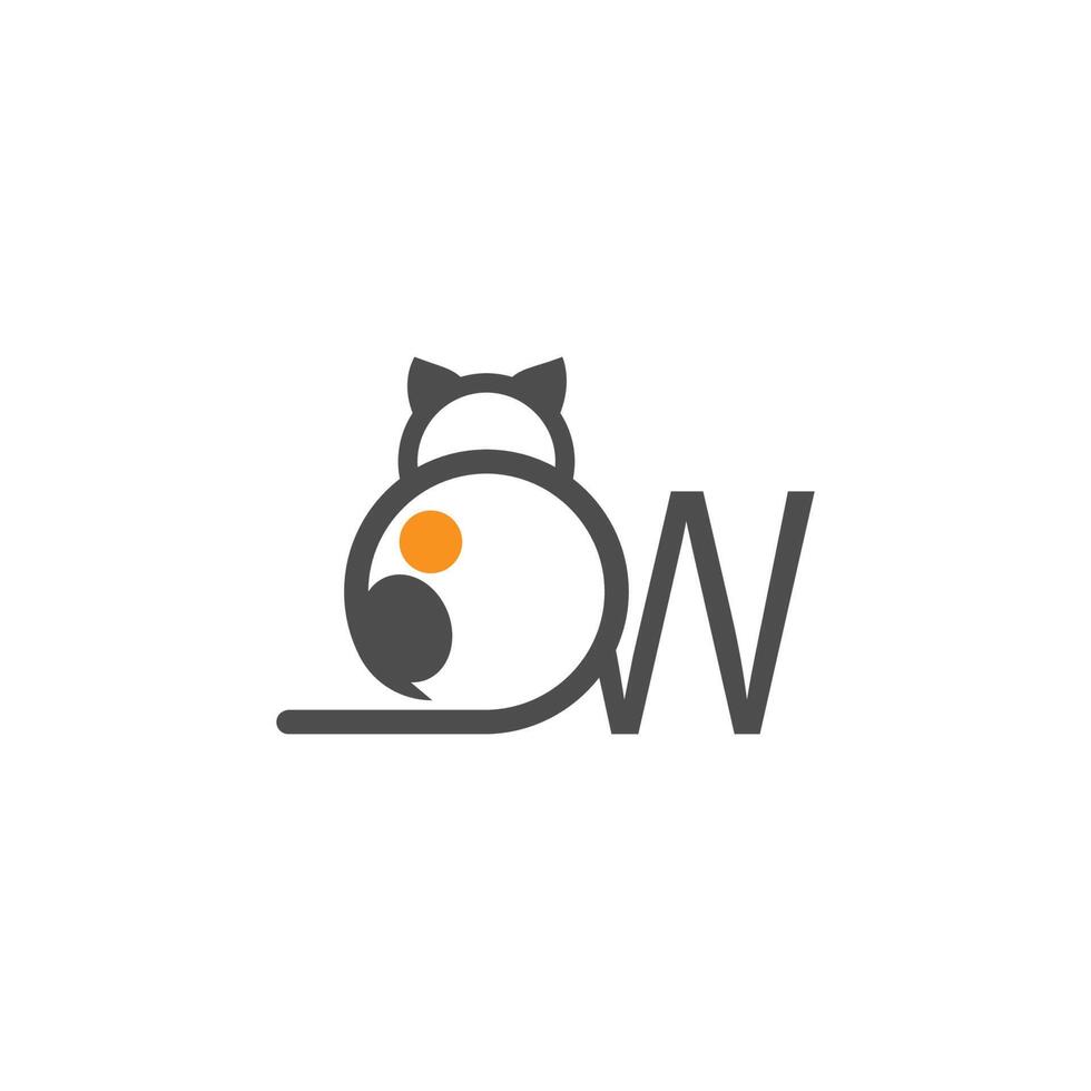 logotipo de ícone de gato com vetor de design de modelo de letra w
