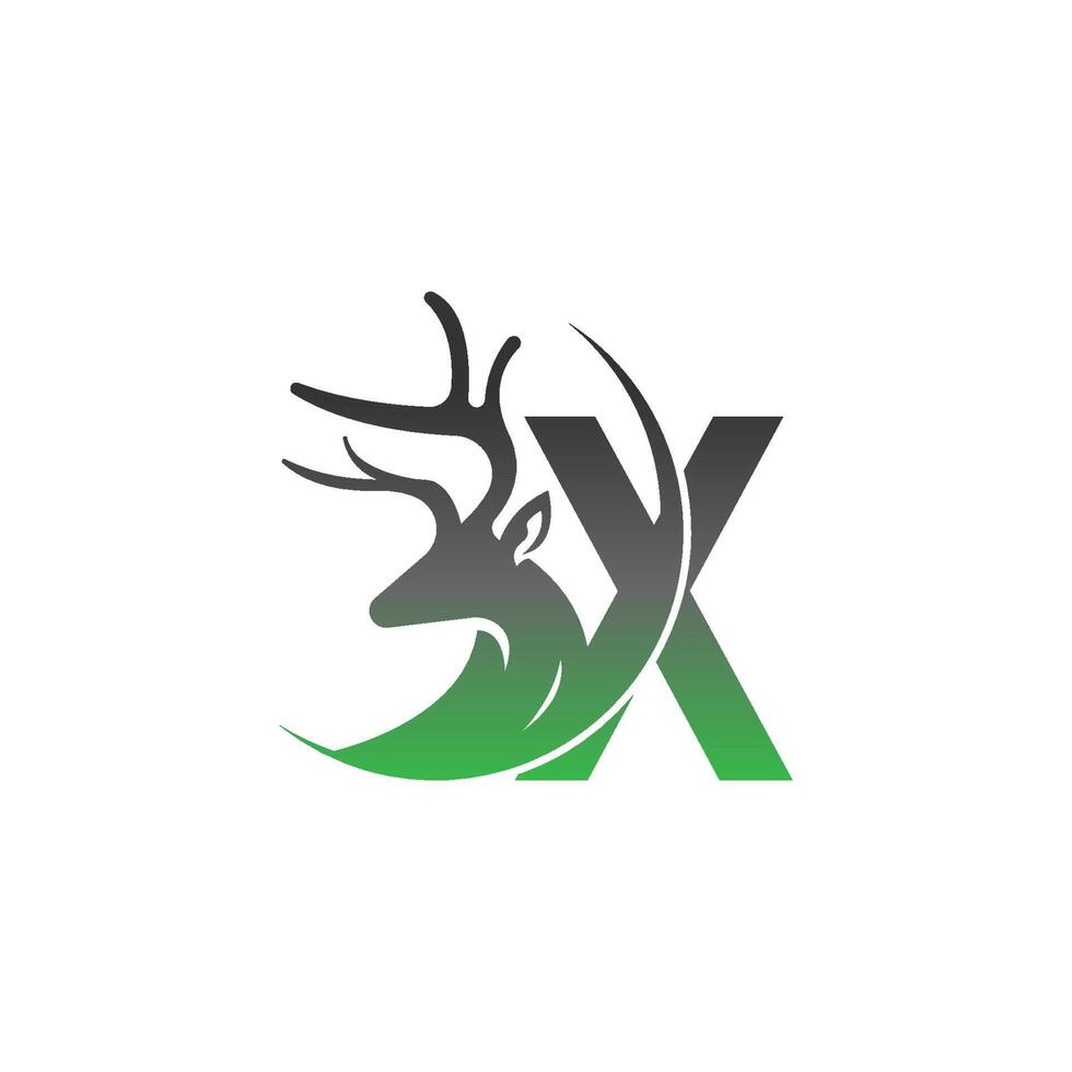 logotipo de ícone de letra x com design de ilustração de veado vetor