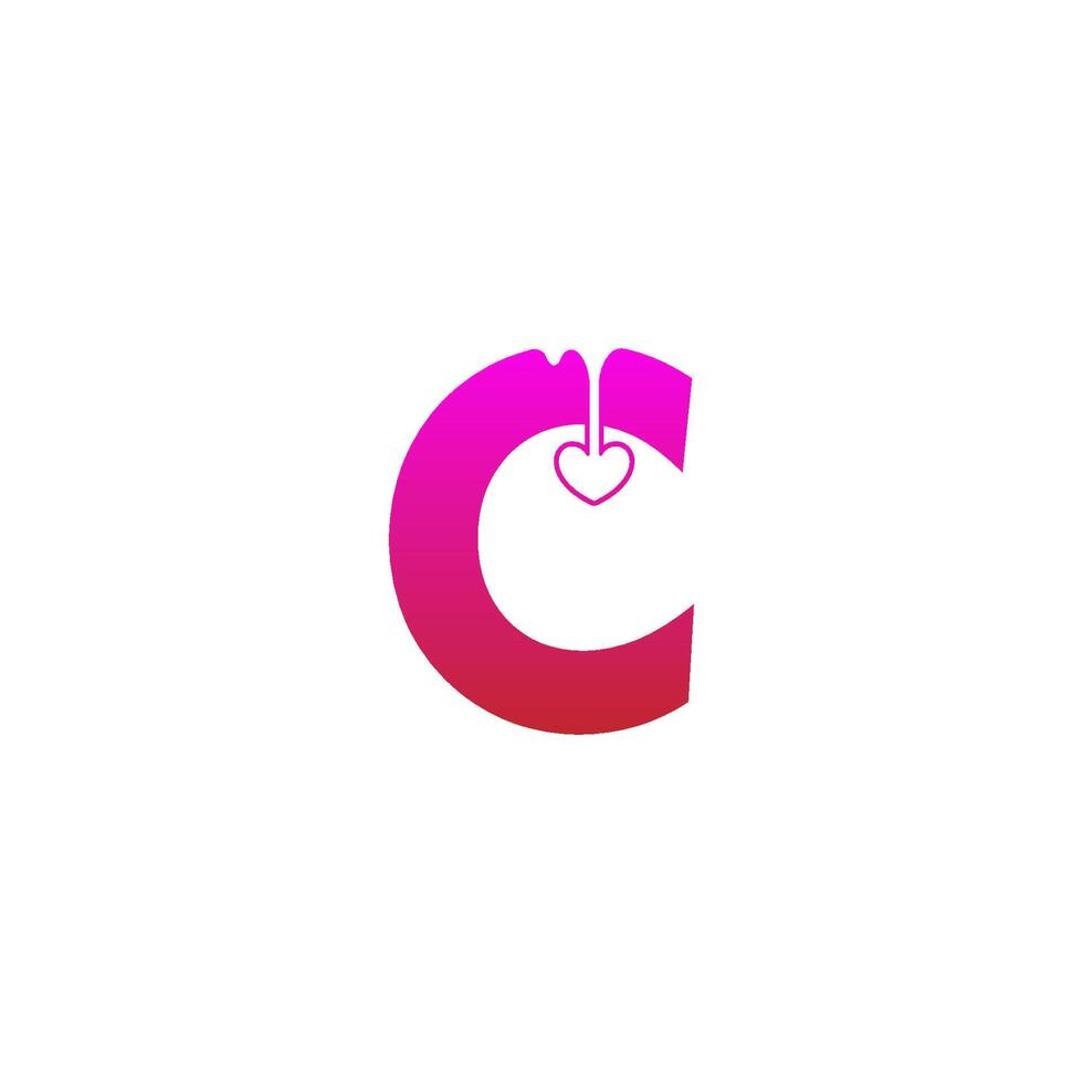 ícone do logotipo da letra c com modelo de design de símbolo de amor derretido vetor