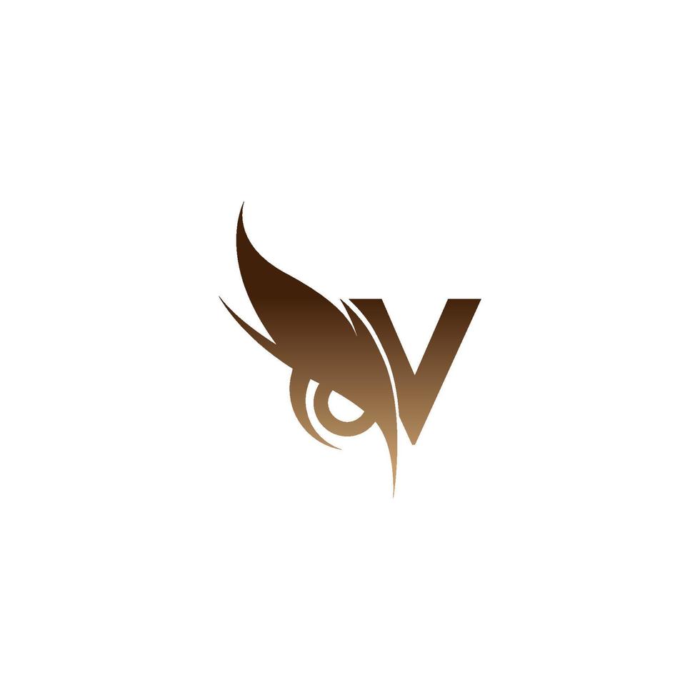 ícone de logotipo letra v combinado com vetor de design de ícone de olhos de coruja