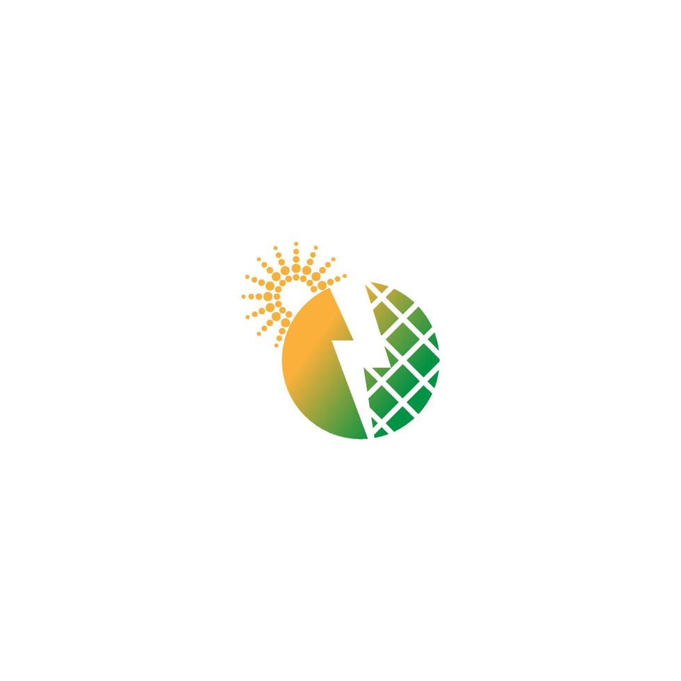 símbolo de energia solar relâmpago ícone design de logotipo vetor