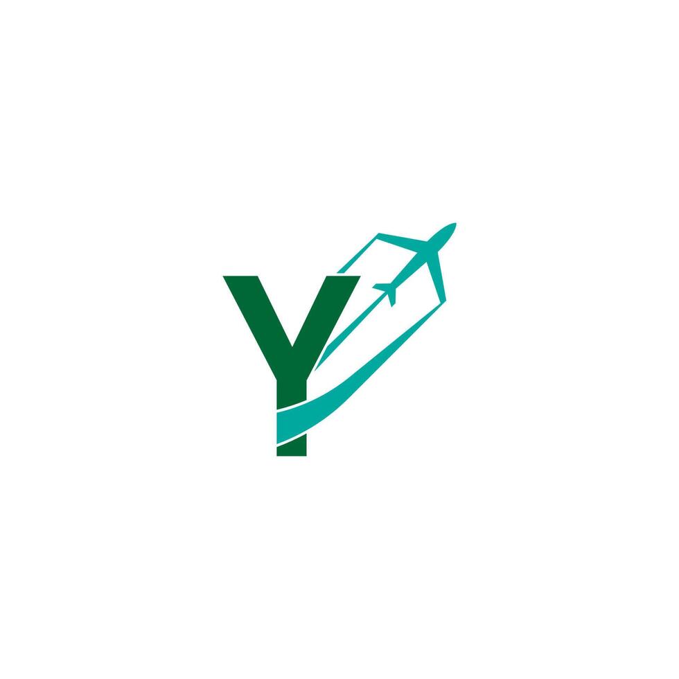 letra y com vetor de design de ícone de logotipo de avião