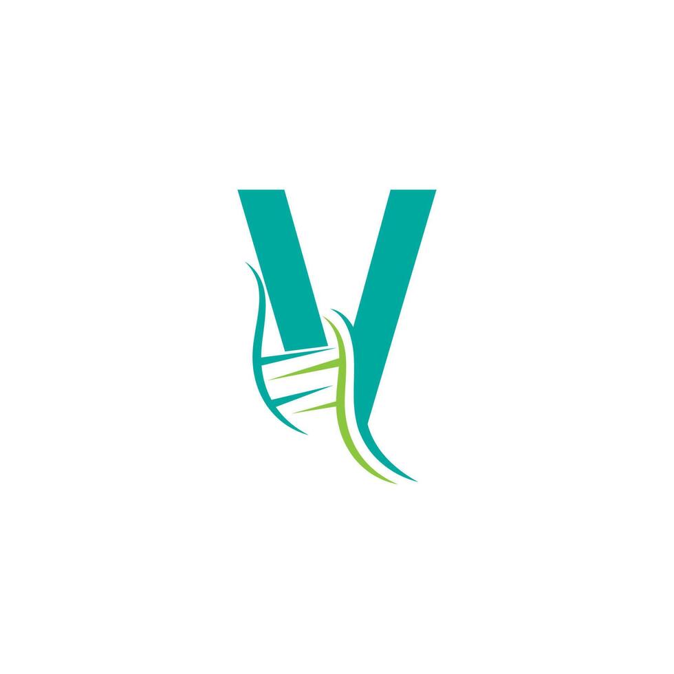 logotipo do ícone de dna com design de modelo de letra v vetor