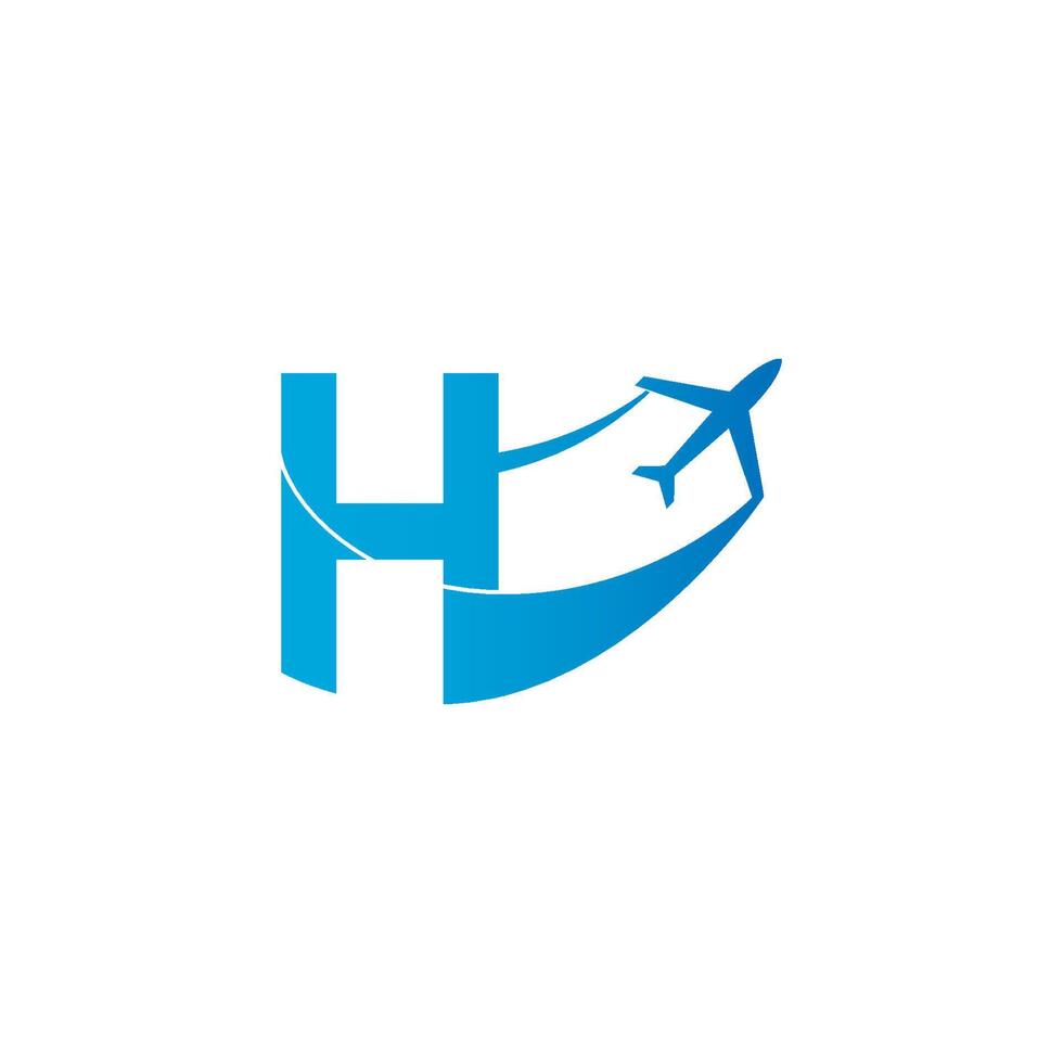 letra h com ilustração vetorial de design de ícone de logotipo de avião vetor