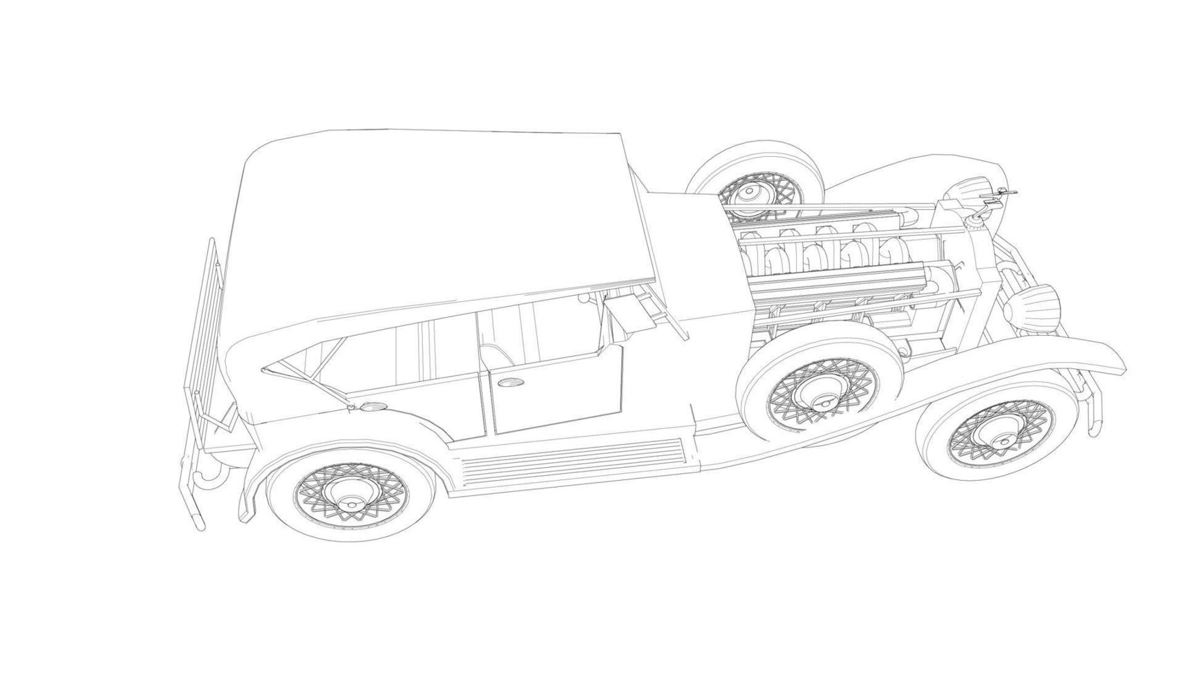 arte de linha de design de carro clássico vetor