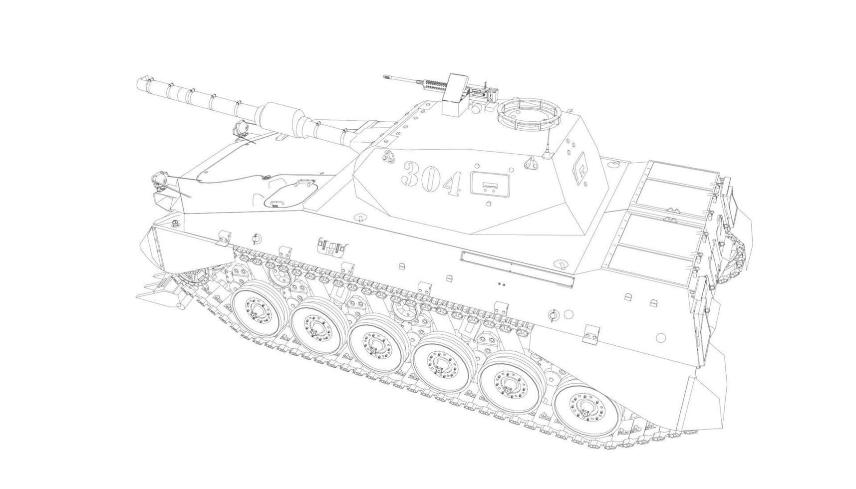 arte de linha do tanque destruidor vetor