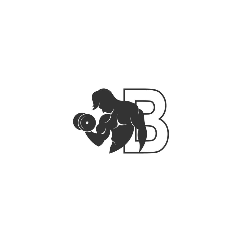 ícone do logotipo da letra b com uma pessoa segurando o vetor de design de barra