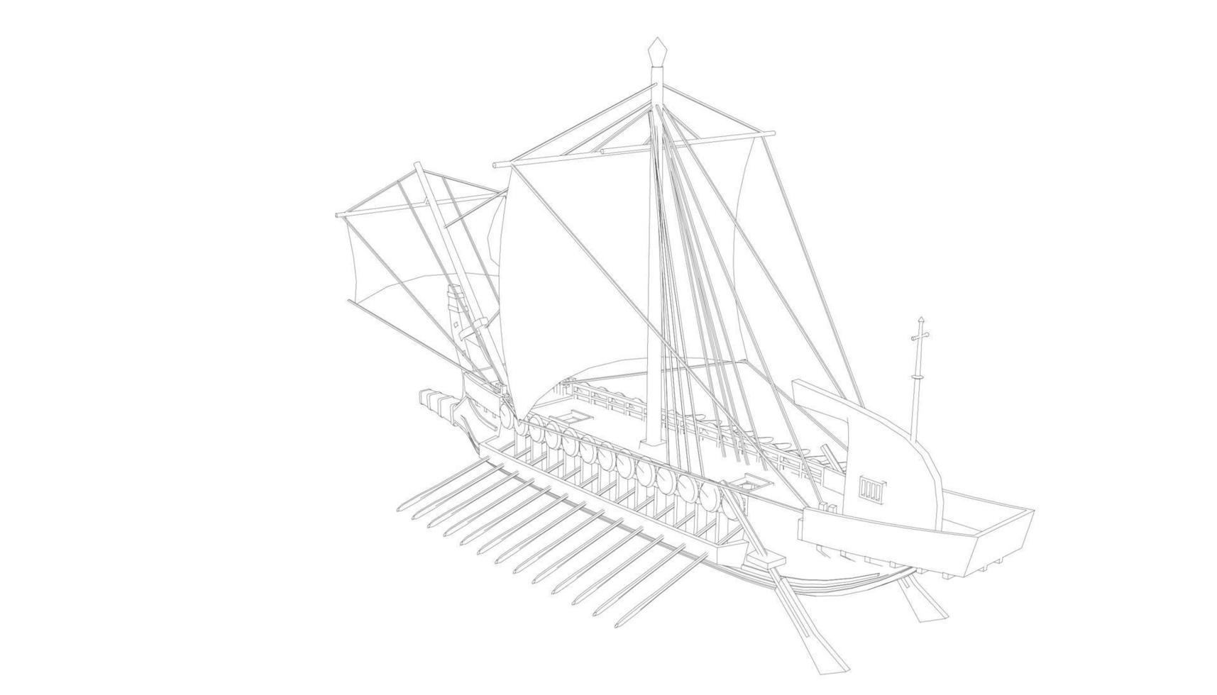 veleiro clássico estilo lineart vetor