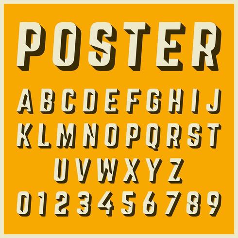 Design de poster vintage de modelo de fonte de alfabeto vetor