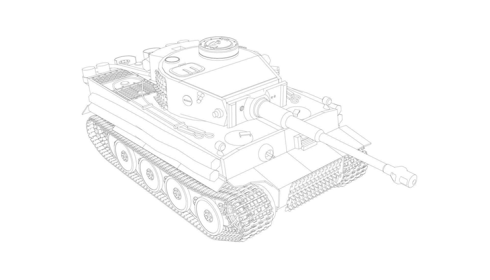 arte de linha de tanques militares vetor