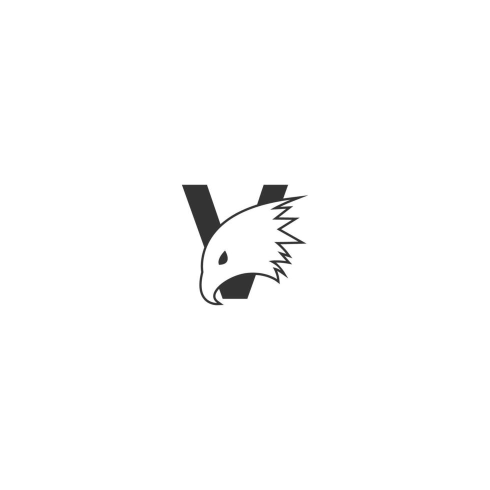 ícone de logotipo letra v com modelo de símbolo de design de cabeça de falcão vetor