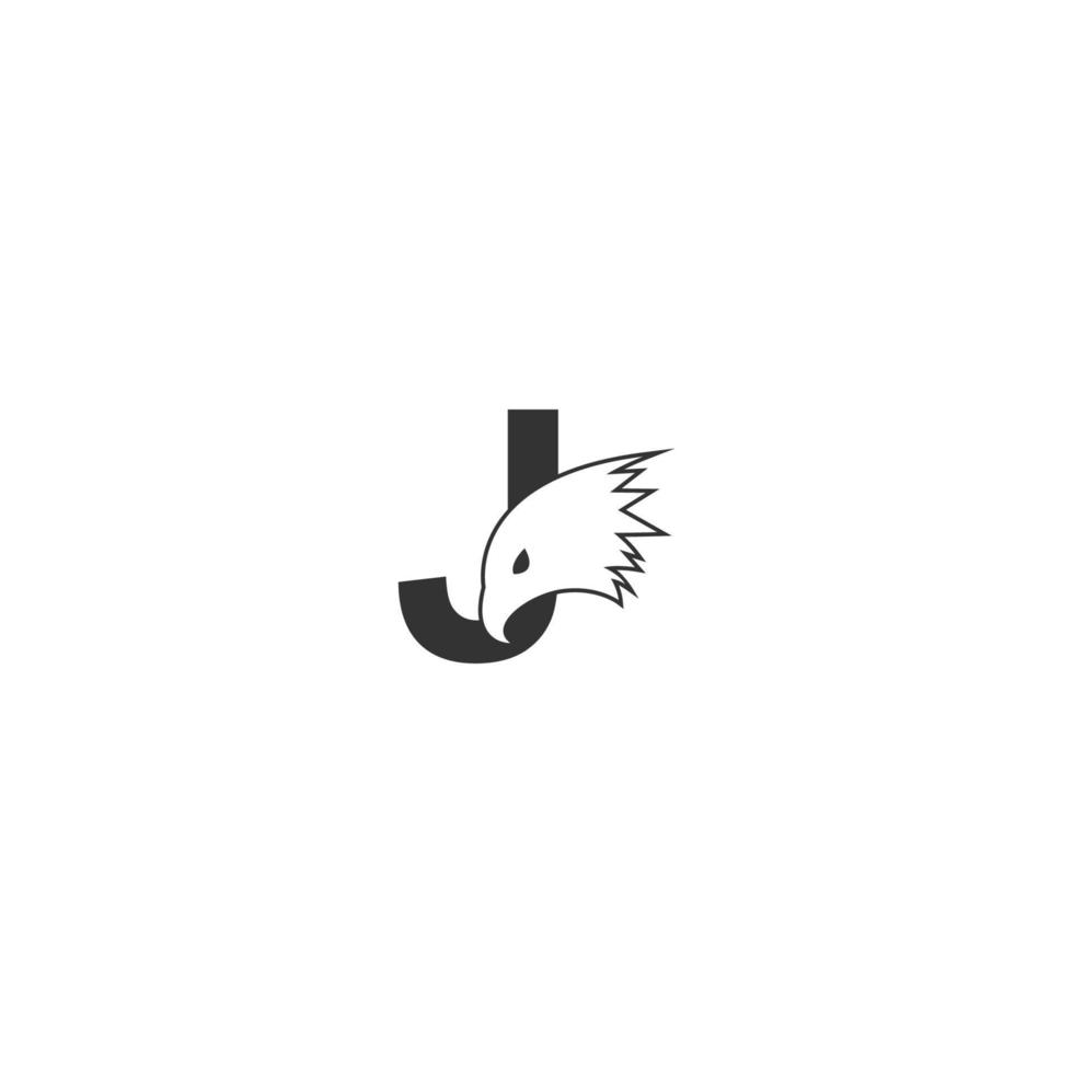ícone do logotipo da letra j com modelo de símbolo de design de cabeça de falcão vetor