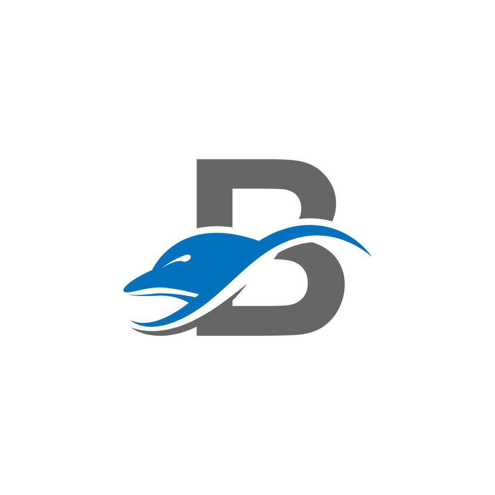 golfinho com modelo de vetor de conceito de design de ícone de logotipo letra b