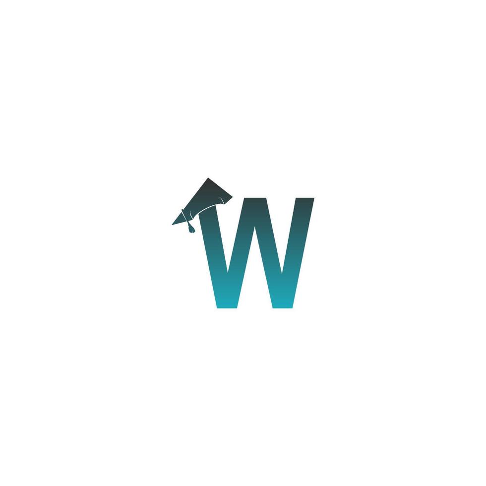 ícone do logotipo da letra w com vetor de design de chapéu de formatura